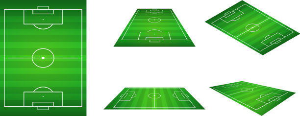 一套足球场在不同角度的顶部图片下载