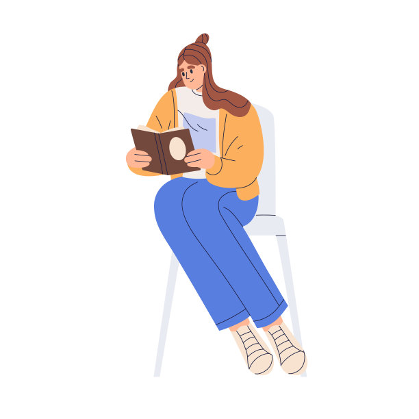 看书的女人手里拿着纸书图片下载