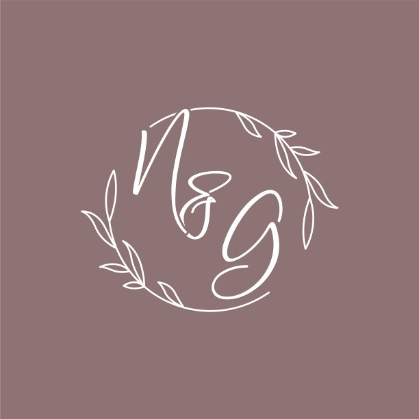 吴氏婚礼首字母组合logo创意图片下载