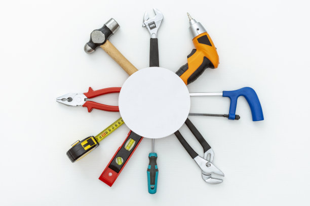 工具孤立在白色背景。家庭保险和diy概念。前视图。图片下载