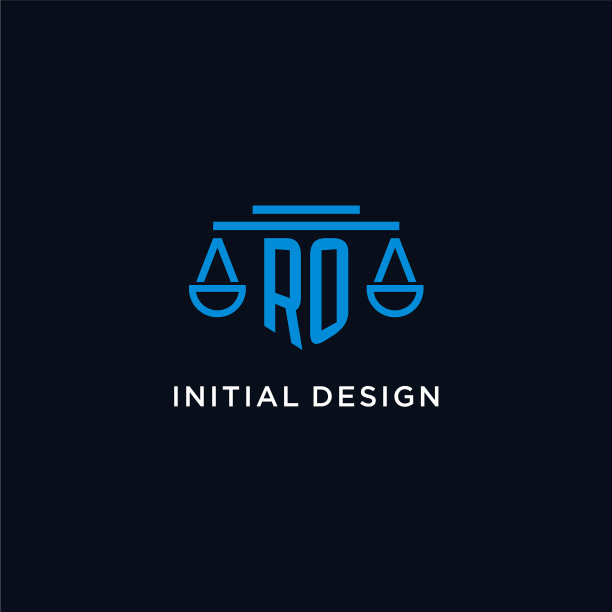 Ro字母的初始标志与天平的正义图片下载