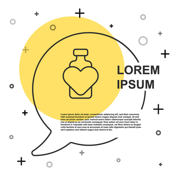 黑线瓶与爱情药水图标孤立图片下载