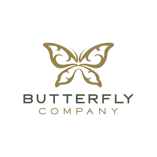 美丽奢华优雅的蝴蝶标志设计图片下载