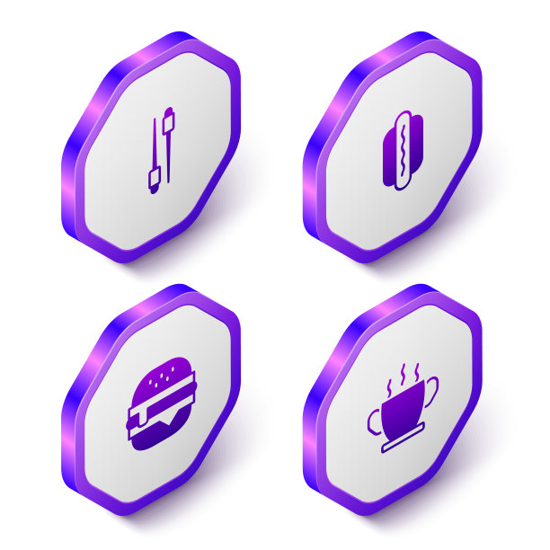 设置等距食物筷子，热狗汉堡和图片下载