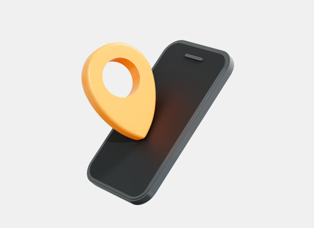 3D手机和定位销。智能手机屏幕上的GPS导航。现实的例子。黄色的点标记。手机应用。白色背景孤立的卡通创意设计图标。三维渲染图片下载