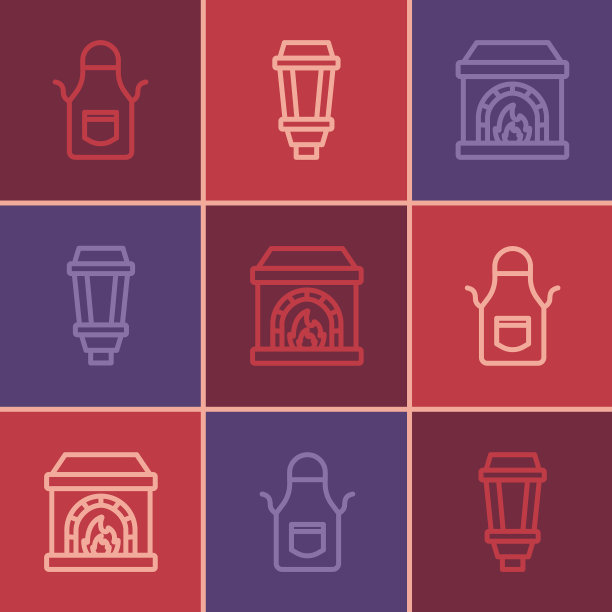 设置线铁匠围裙烤箱和花园灯图片下载