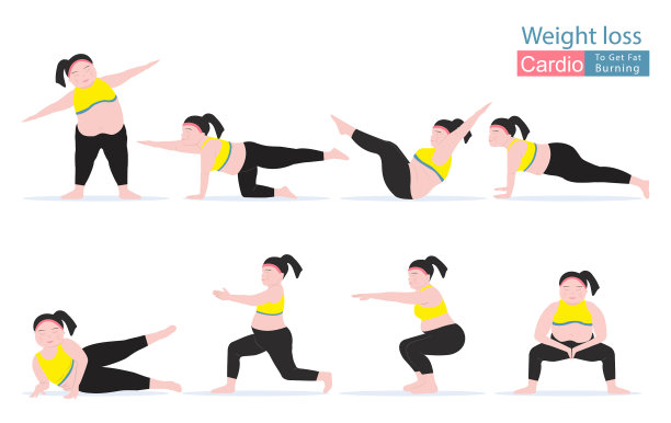 肥胖女性有氧运动和健身训练图片下载