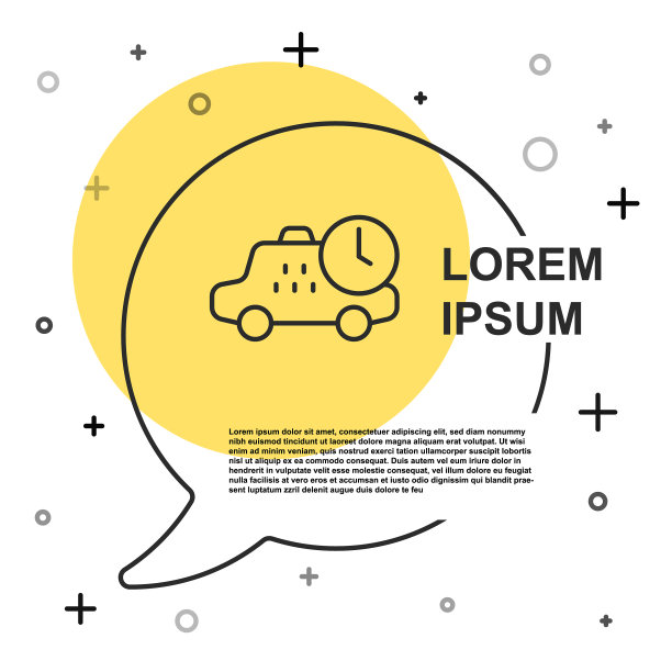 黑线出租车等待时间图标隔离图片下载