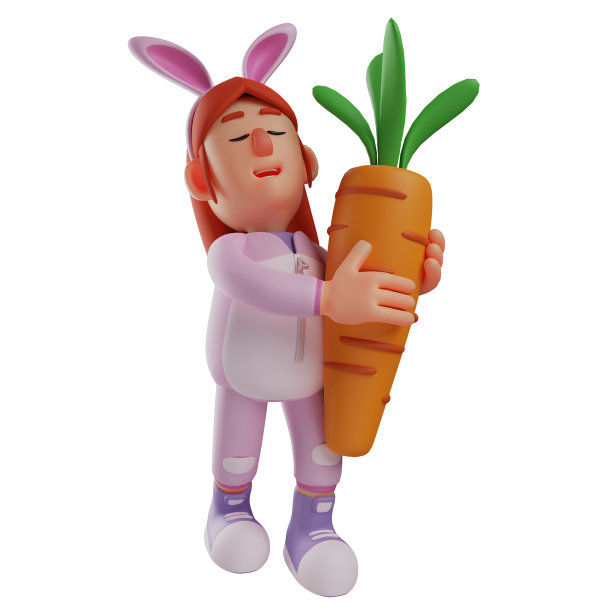 可爱的兔女郎3d卡通设计，让人放松图片下载