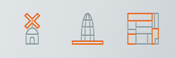 设置线房子大厦米拉多尔风车和图片下载