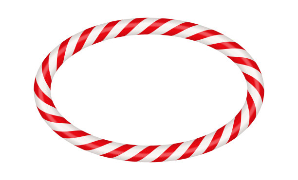 圣诞糖果手杖椭圆形框架与红色和白色图片下载