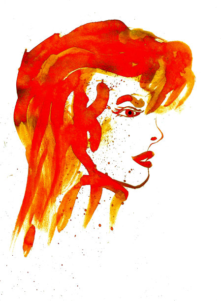 水彩女子肖像图片下载