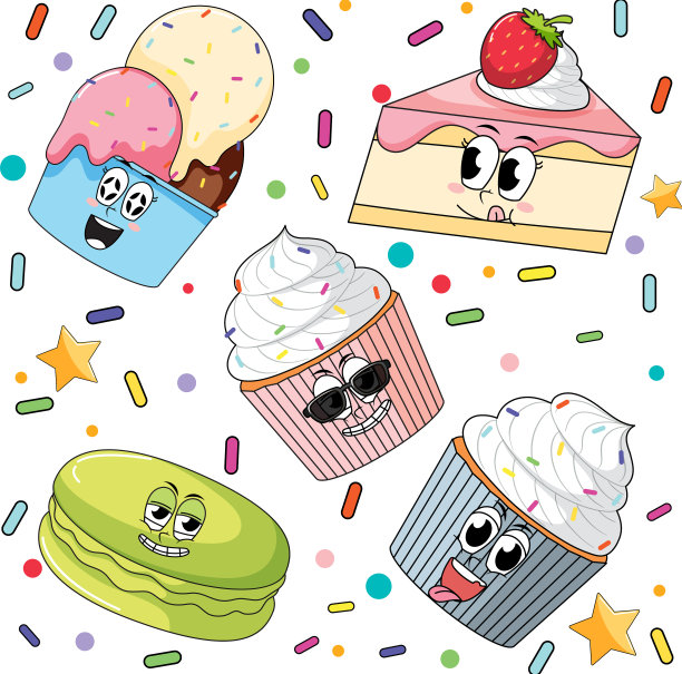 甜品卡通无缝图案图片下载