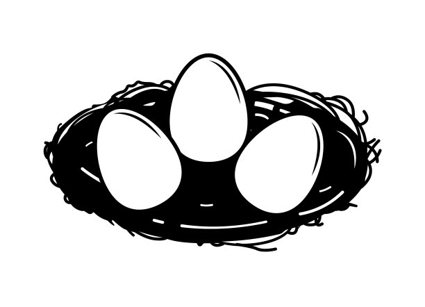 鸟窝与鸟蛋剪影图片下载