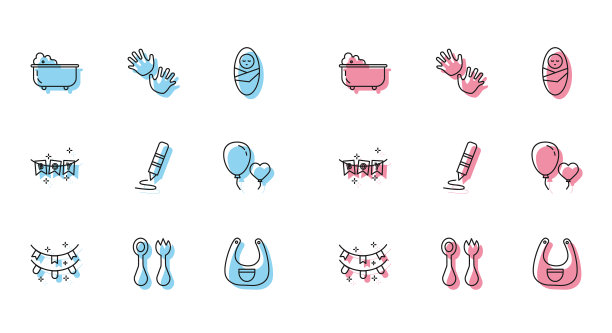 集线嘉年华花环与旗帜婴儿餐具图片下载