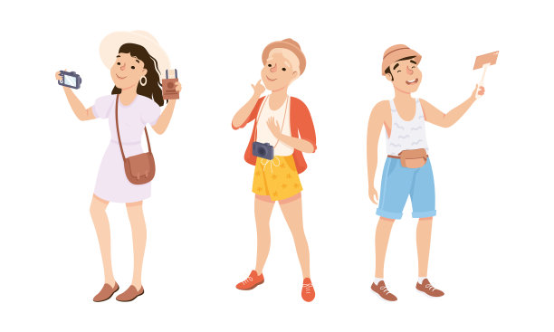 度假旅行的人有男有女图片下载