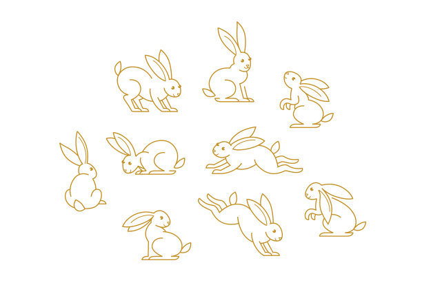 设置线条艺术兔子图标符号标志图片下载