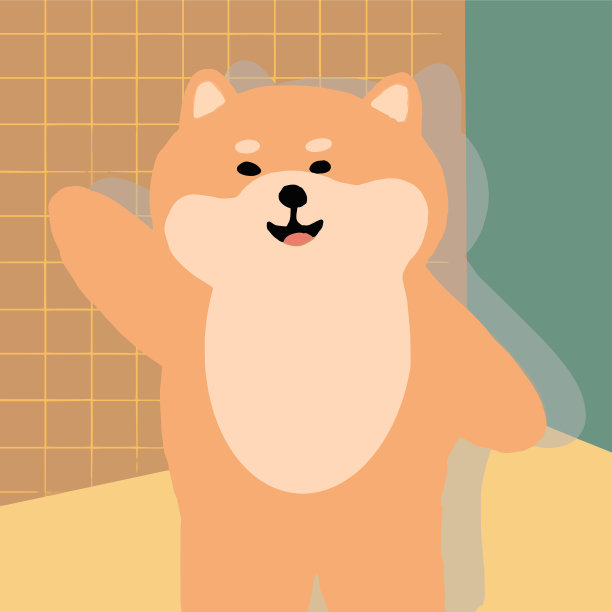 满意的柴犬向他的朋友挥手图片下载