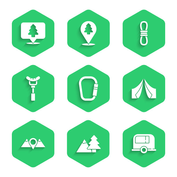 设置carabiner山与树房车露营图片下载