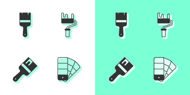 设置调色板引导油漆刷和滚筒图片下载