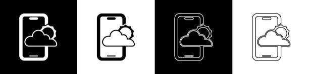 将天气预报图标隔离在黑色和图片下载