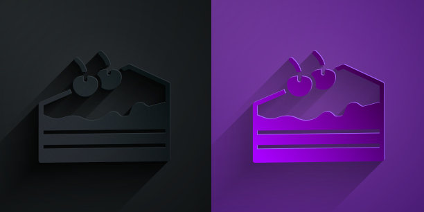 剪纸蛋糕上的图标孤立在黑色上图片下载