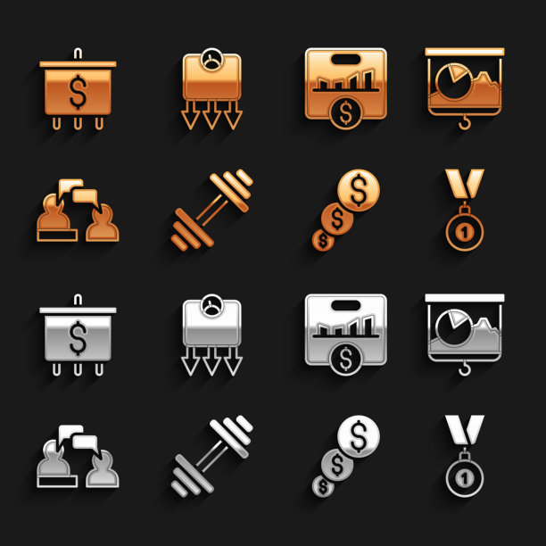 哑铃黑板与图表奖章图片下载