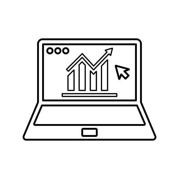 笔记本电脑，演示，业务线图标。轮廓向量。图片下载