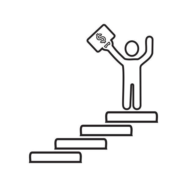 天梯，男，成功轮廓icon。艺术线条矢量。图片下载