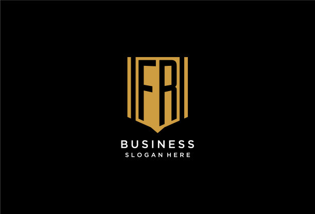 Fr字母组合标志与几何盾牌图标设计图片下载