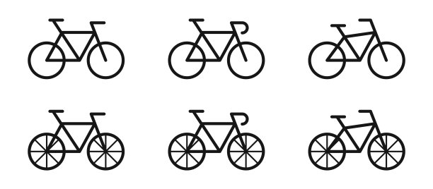 自行车，自行车图标设置。向量EPS 10图片下载
