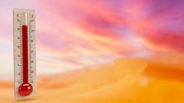 温度计的气候变化或热浪概念3d渲染图片下载
