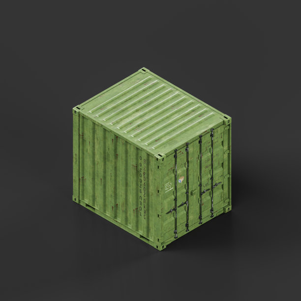 独立绿色集装箱，物流运输货物集装箱，三维渲染图片下载