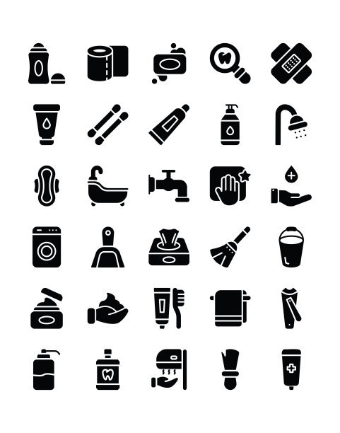 卫生图标设置30孤立在白色背景上图片下载