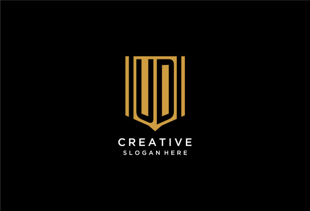 Ud字母标志与几何盾牌图标设计图片下载