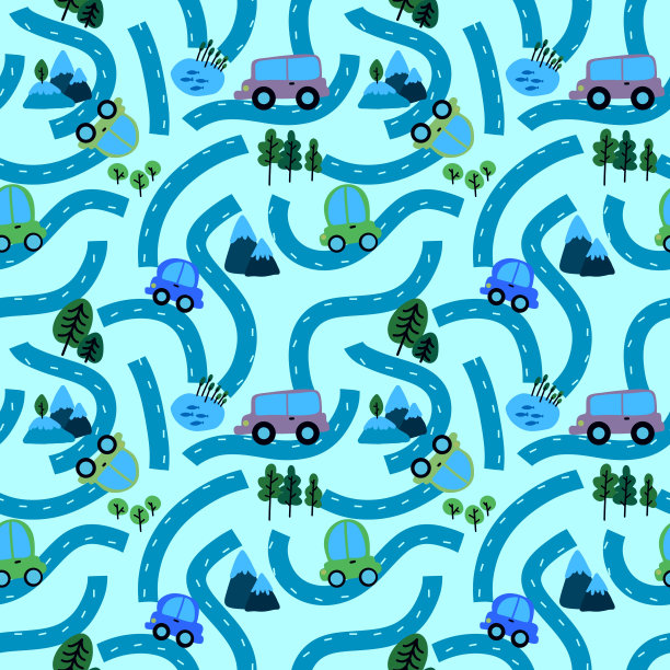 汽车玩具无缝图案的面料和纺织品及包装纺织品图片下载