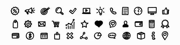 一套手绘的社会图标插图图片下载