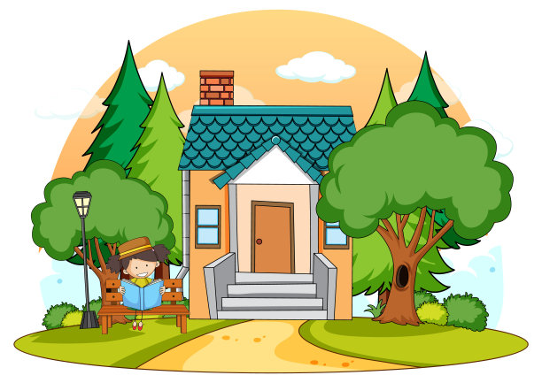 大自然背景中的一个简单的房子图片下载