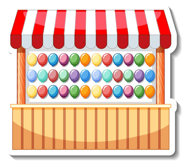 贴纸模板与气球流行飞镖游戏隔离图片下载