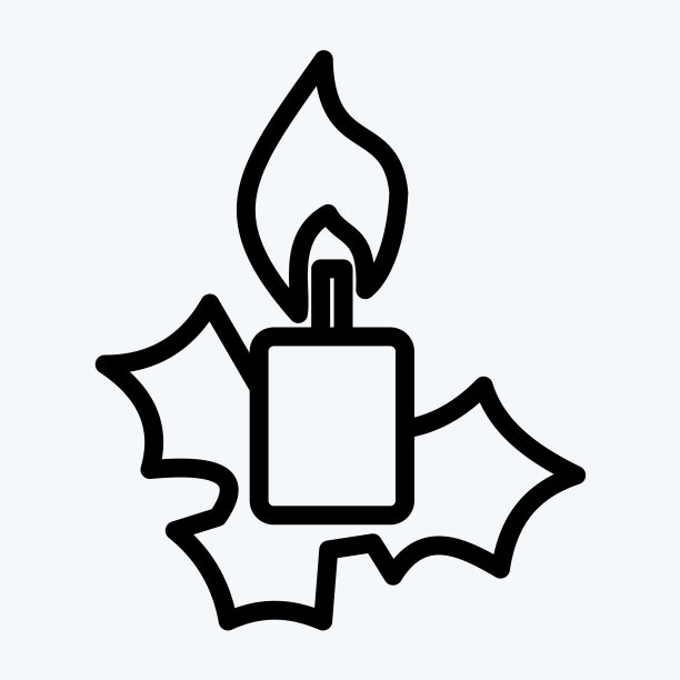 图标圣诞蜡烛适合房子的象征线图片下载