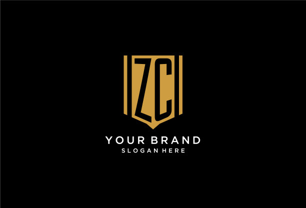 Zc字母标志与几何盾牌图标设计图片下载