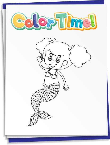 工作表模板与颜色时间文本和美人鱼轮廓图片下载