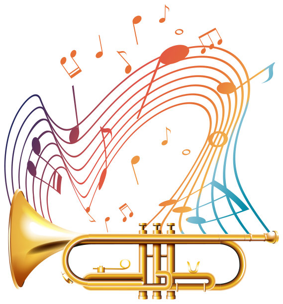 音乐笔记彩虹彩色喇叭在白色背景图片下载