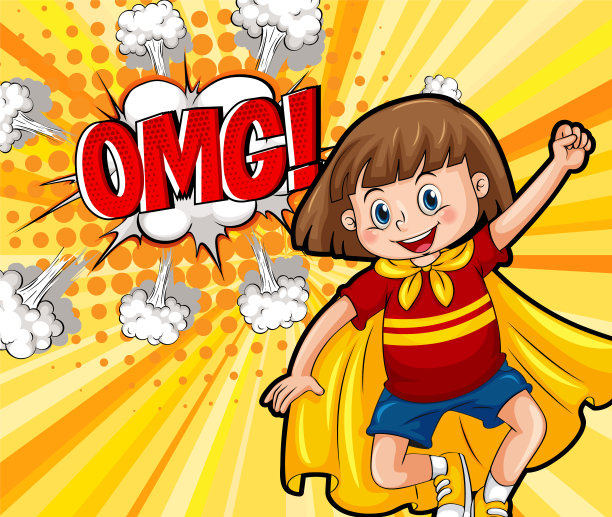 缩写和表情复古漫画横幅设计图片下载