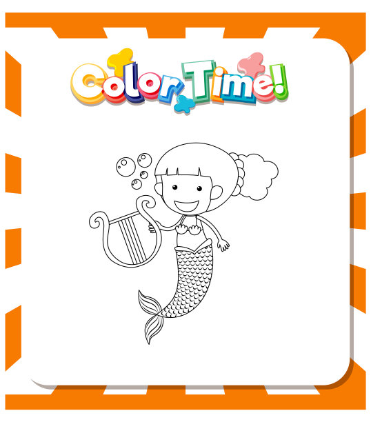 工作表模板与颜色时间文本和美人鱼轮廓图片下载