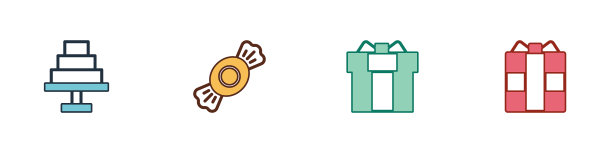 设置蛋糕糖果礼盒和图标图片下载