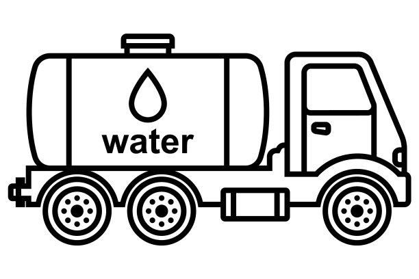 黑色的带水箱的卡车图标带来水图片下载