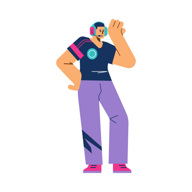 年轻人戴着耳机扁平卡通图片下载