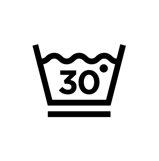 衣物护理的象征。国际布料标签。标签轮廓图标:温和细洗30摄氏度。图片下载