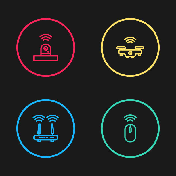 设置线路路由器和wi-fi信号无线鼠标图片下载